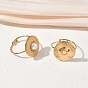 304 Stainless Steel with Plastic Pearls Finger Rings for Women, Flat Round
