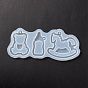 DIY Bear & Feeder & Racking Horse Pendant Silhouette Silicone Molds, Quicksand Molds, Resin Casting Molds, for UV Resin & Epoxy Resin Craft Making