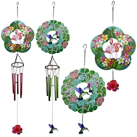 Spinner à vent en acier inoxydable, colibri, flamant rose, pour décoration suspendue de cour de jardin