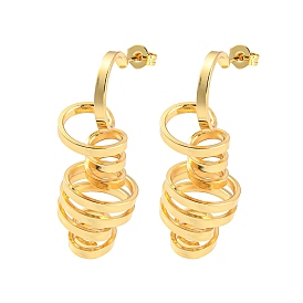 Rack Plating Brass Twist Spiral Stud Earrings, Long-Lasting Plated, Cadmium Free & Lead Free
