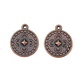 Tibetan Style Alloy Pendants, Lead Free and Cadmium Free, Round, 19x16x1mm, Hole: 1.5mm