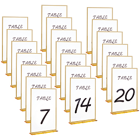 Olycraft 40Pcs Acrylic Table Number Sign, Table Numbers with Holder Base, Reservation Signage Board, Desk Sign Plate, for Wedding, Hotel, Resturant, Number 1~20