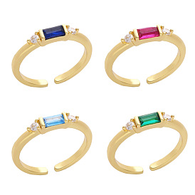 Geometric Colorful Zirconia Open Ring for Spring Fashion Jewelry.
