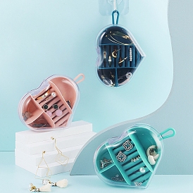 Сердце/круглый мини-дорожный ящик для хранения из АБС-пластика для женщин, портативный органайзер для ювелирных изделий для сережек и колец