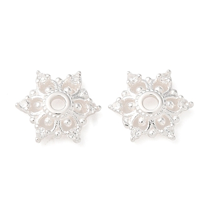 S925 серебряные колпачки для бусин с кубическим цирконием, цветок