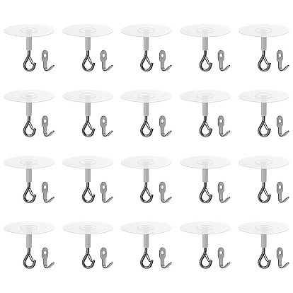 Plastic & Iron Self-Adhesive Ceiling Hook, with Stainless Steel Clothing Hook