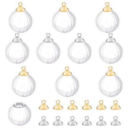 DIY Globe Glass Bubble Cover Pendant Making Kits, Inclued Handmade Blown Glass Globe Beads and Brass Bead Cap Pendant Bails
