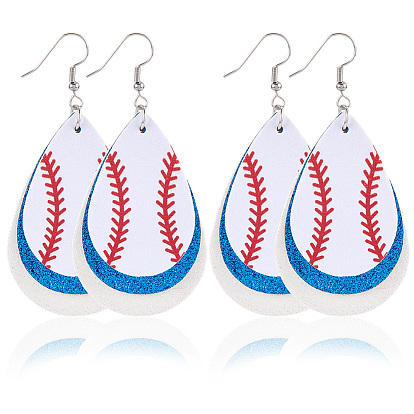 4 пара каплевидных кожаных серег с 304 подвесками из нержавеющей стали