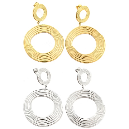 304 Stainless Steel Stud Earrings, Ring Dangle Earrings for Women