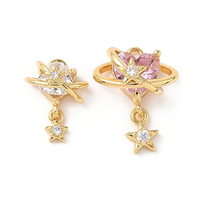 Латунные микро проложить кубического циркония подвески, сердечная планета и звезда, реальный 18 k позолоченный, без никеля 