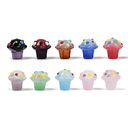 Стеклянные бугорчатые бусины, мороженое, с эмалью, окрашенный и сердечный