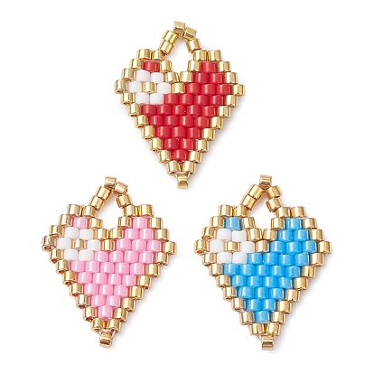 Подвески в виде сердечек из бисера, подвески из стеклянных бусин с узором ткацкого станка