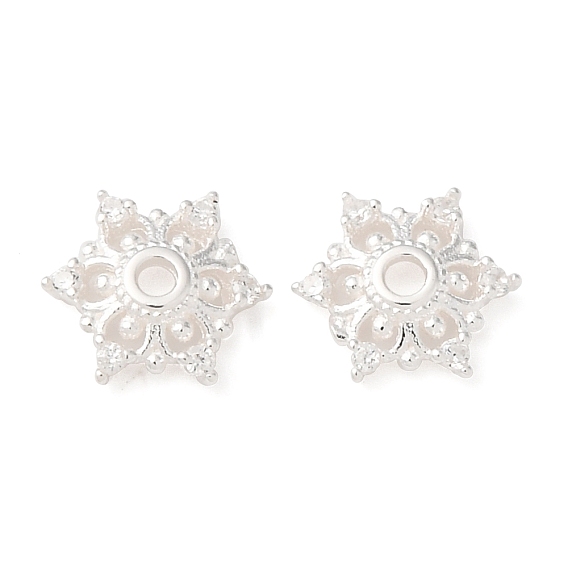 S925 серебряные колпачки для бусин с кубическим цирконием, цветок