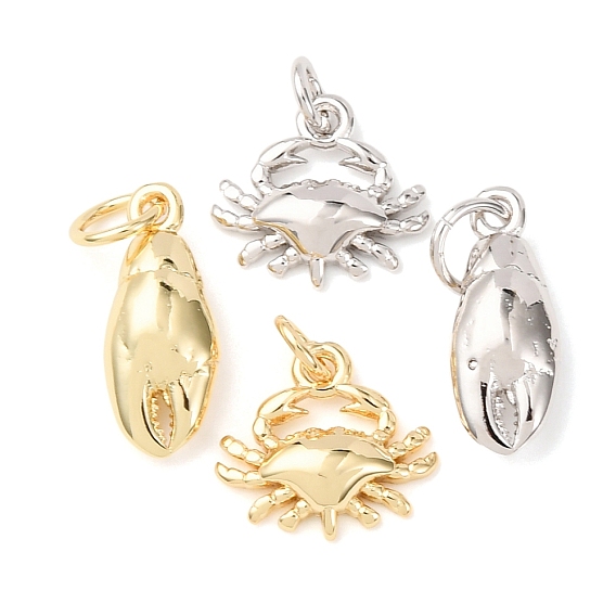 Латунные подвески, клешни краба/краб, без кадмия и без свинца, стойки покрытие, долговечный, с целью перехода в кольце