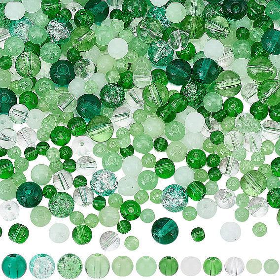 540 шт 12 стили прозрачные стеклянные бусины, круглые