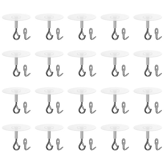 Plastic & Iron Self-Adhesive Ceiling Hook, with Stainless Steel Clothing Hook
