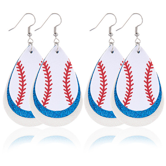 4 пара каплевидных кожаных серег с 304 подвесками из нержавеющей стали