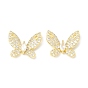 Rack Plating Brass Micro Pave Cubic Zirconia Pendants, Real 18K Gold Plated, Long-Lasting Plated, Butterfly