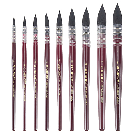 9Pcs Nylon Hair Painting Brush, with Birch Wood Handle, for Watercolor Painting Artist Professional Painting