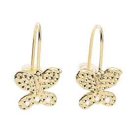 Brass Earrings Hooks, Ear Wire with Vertical Loops, Butterfly