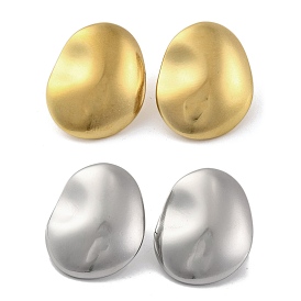 Ion Plating(IP) 304 Stainless Steel Stud Earrings for Women, Oval