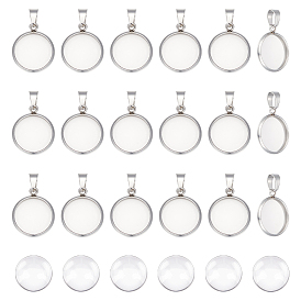 Набор для изготовления плоской круглой подвески своими руками, в том числе 304 подвеска из нержавеющей стали с кабошоном, Кабошоны из стекла