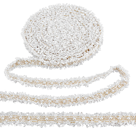 6 кружевная отделка из полиэстера в ярдах, с пластиковыми бусинами, имитирующими жемчуг, и железной фурнитурой.