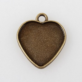 Винтажный тибетский стиль сплава сердце подвеска кабошон настройки, чашки безель с краями, без кадмия, без никеля и без свинца