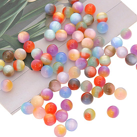 20Pcs Gradient Color Resin Beads, Imitation Cat Eye, Round