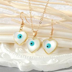 Minimalist Blue Cat Eye Jewelry Set with Evil Eye Pendant - Unique and Chic