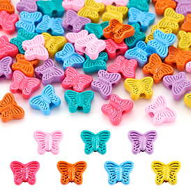 56 шт. 7 цвета, бусины из сплава, окрашенные распылением, бабочка