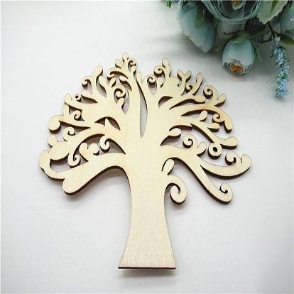 10Pcs Unfinished Blank Wooden Decorations, for DIY Hand Painting Crafts, Christmas Tree