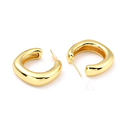 Brass Hoop Earrings, Real 18K Gold Plated, Long-Lasting Plated, Square
