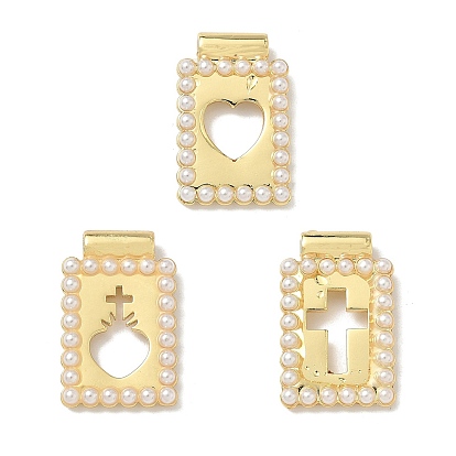 Латунные подвески, прямоугольные, с ABS имитации жемчуга, долговечный, стойки покрытие