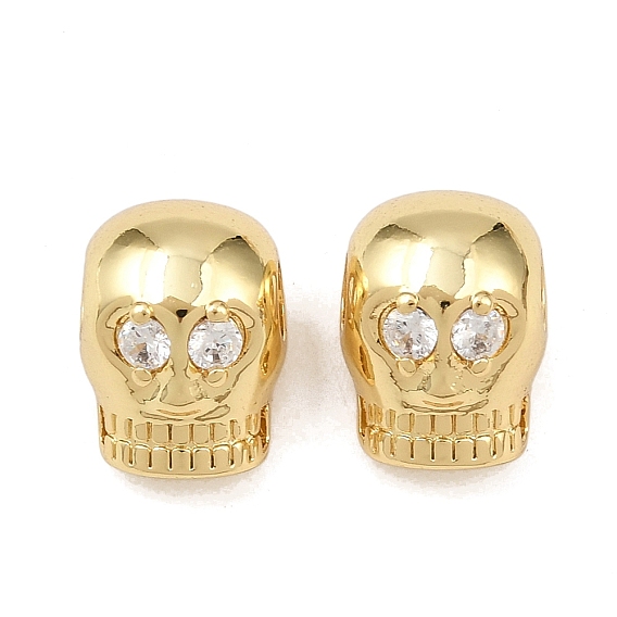 Латуни кубического циркония европейские шарики, бусины с большим отверстием, череп, без свинца и без кадмия, долговечный, реальный 18 k позолоченный, стойки покрытие