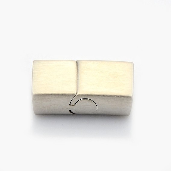 Rectangle 304 mat en acier inoxydable fermoirs de collier magnétique, avec extrémités à coller, 25x14x8mm, Trou: 6x11.5mm