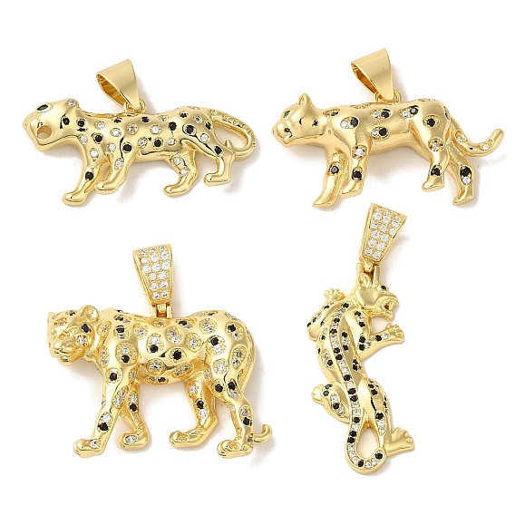 Обшивка стойки латунь микропаве кулоны с черным фианитом, без кадмия и без свинца, долговечный, леопард