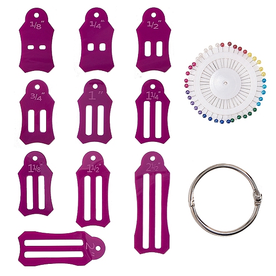 Gorgecraft Roll Sasher Tool Set, with Multi-Sizes Sasher, Quilting Pins and Storage Chain, for Folding Fabric and Biasing Strips