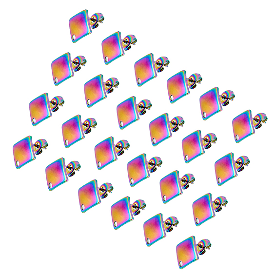 24шт. ионное покрытие (IP) 304 фурнитура для сережек-гвоздиков из нержавеющей стали, с отверстием, ромб