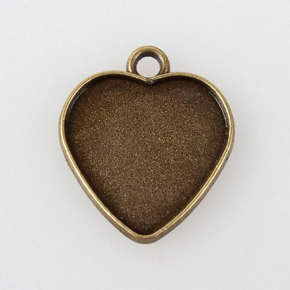 Винтажный тибетский стиль сплава сердце подвеска кабошон настройки, чашки безель с краями, без кадмия, без никеля и без свинца