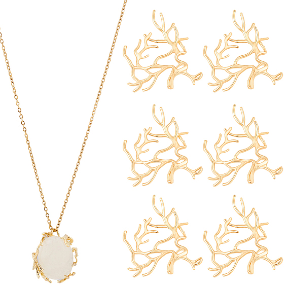 10Pcs Brass Pendants, Branch Shape Charms