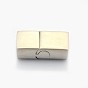Rectangle 304 mat en acier inoxydable fermoirs de collier magnétique, avec extrémités à coller, 25x14x8mm, Trou: 6x11.5mm