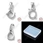 3Pcs 3 Styles Rhodium Plated Rack Plating 925 Sterling Silver Pendants Cabochon Settings, 4-Prong Bezel Settings
