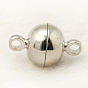 Brass Magnetic Clasps with Loops, Round, 10x15mm, Hole: 1.6mm