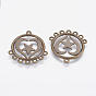 Tibetan Style Alloy Chandelier Components, Flat Round with Heart and Star