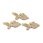 Eco-Friendly Rack Plating Brass Micro Pave Clear Cubic Zirconia Connector Charms, Long-Lasting Plated, Lead Free & Cadmium Free, Butterfly with Heart