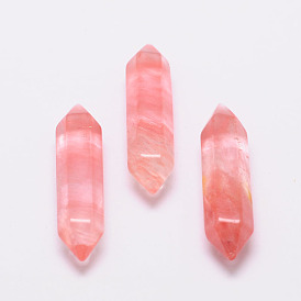 Faceted Watermelon Stone Glass Double Terminated Points, for Wire Wrapped Pendants Making, No Hole/Undrilled