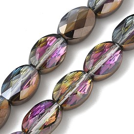 Стеклянные бусины с гальваническим покрытием , с половиным покрытием, граненые и овальные