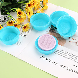 DIY Soap Making Molds, Food Grade Silicone Casting Molds, Flat Round with Word 100% Hand Made