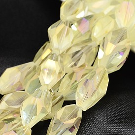 Full Rainbow Plated Faceted Bicone Glass Bead Strands, 16x10mm, Hole: 1mm, about 27pcs/strand, 16.3 inch